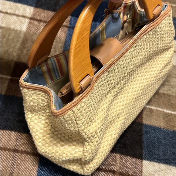 Fossil Tan Woven Tote with Wooden Handles - Picture 14 of 14
